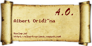 Albert Oriána névjegykártya